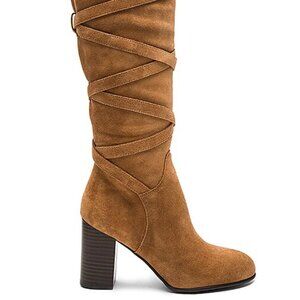 Sam Edelman Women's 8 Suede Sable Heel Strappy Over the Knee Tall Boots